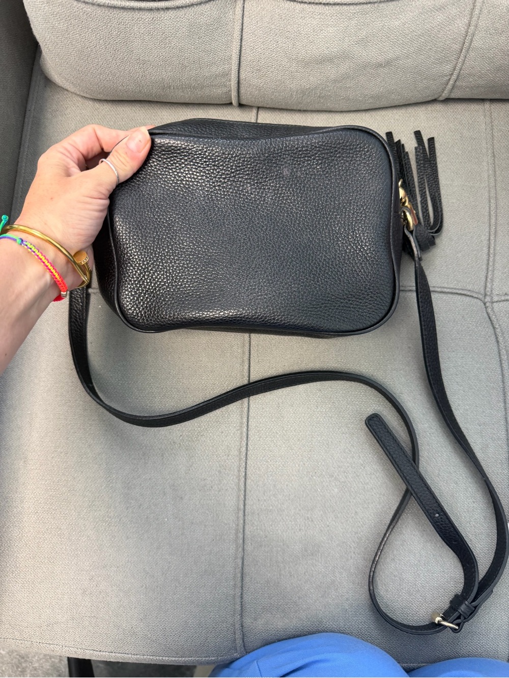 Gucci Black Pebbled Leather Crossbody with Tassel - Picture 3 of 6